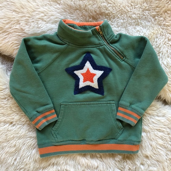 Boden Raglan Zip Pop-over | Rosemary Green Star - Picture 1 of 5